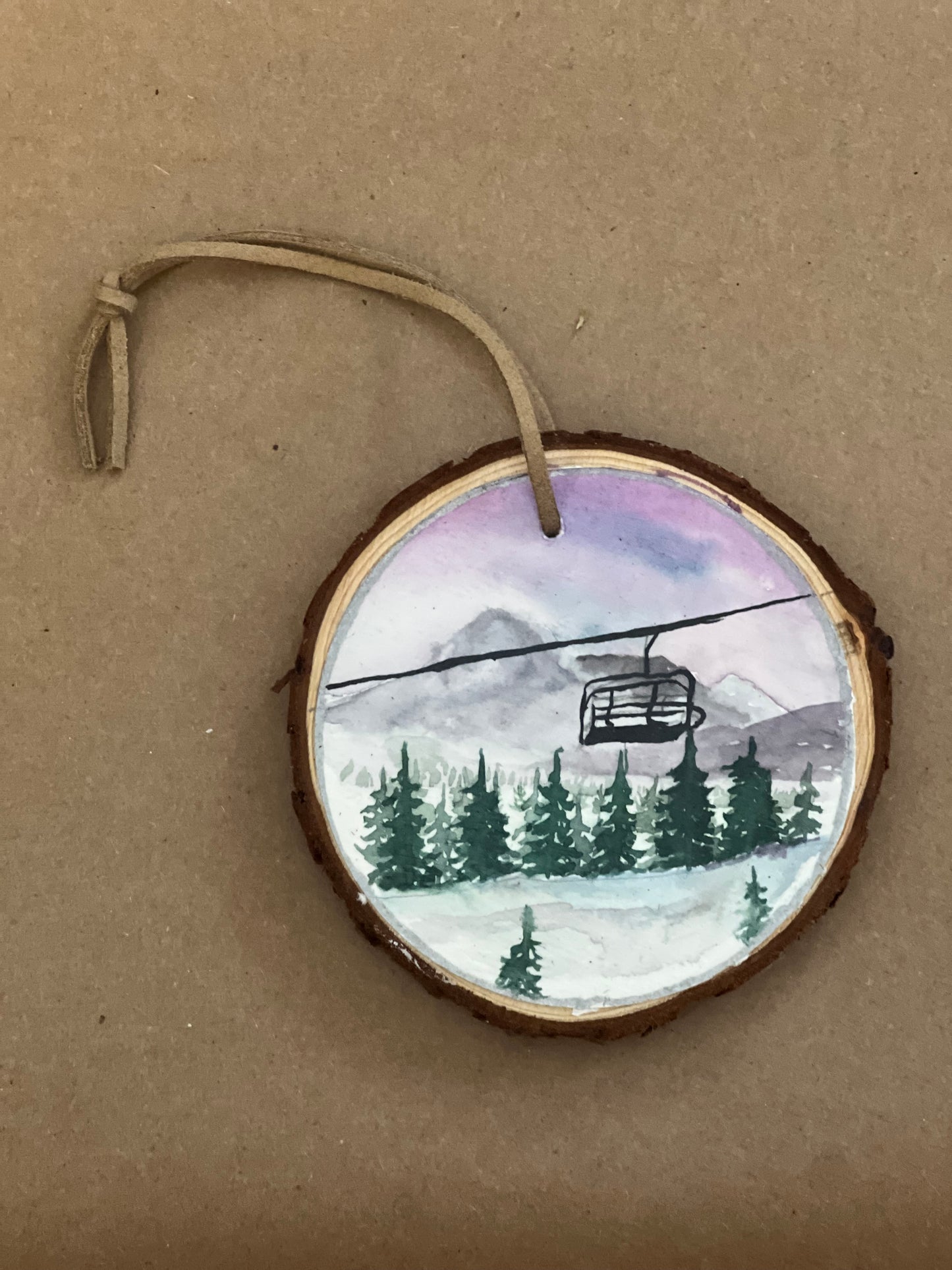 Wood watercolor ornament