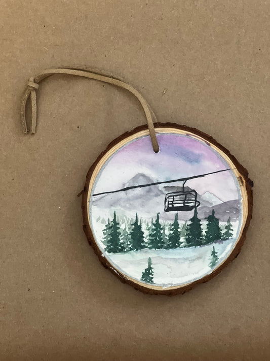 Wood watercolor ornament