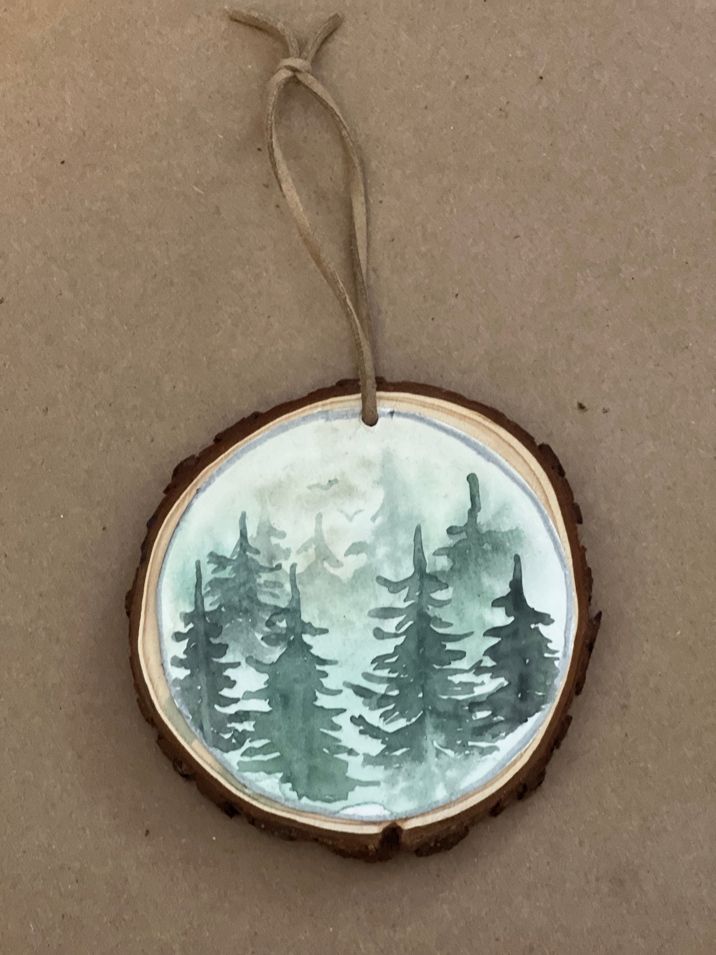 Wood watercolor ornaments