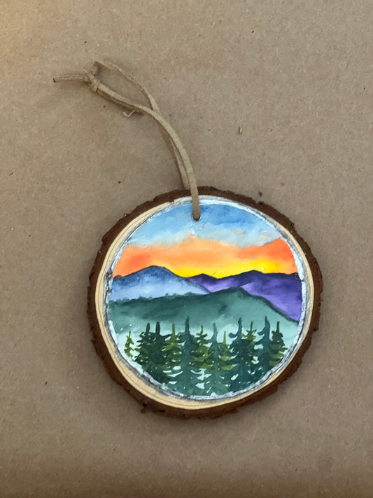 Wood watercolor ornament